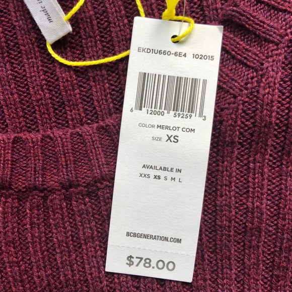 NEW BCBGeneration Sweater XS Merlot Wine BCBG NWT - Picture 2 of 11